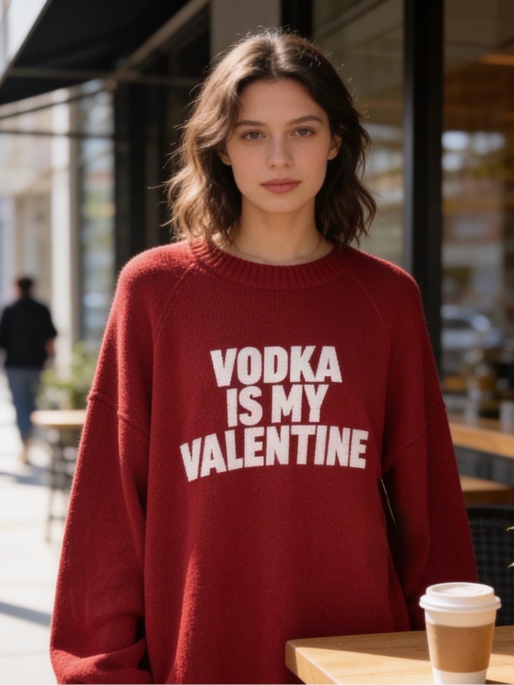 “Vodka is my Valentine” Red Women's Soft Oversized Knit Sweater Top | S | NWT